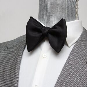 Men's Self tied Bow Tie Black Big‎ Butterfly Bow tie Silk Linen Pin Strip…